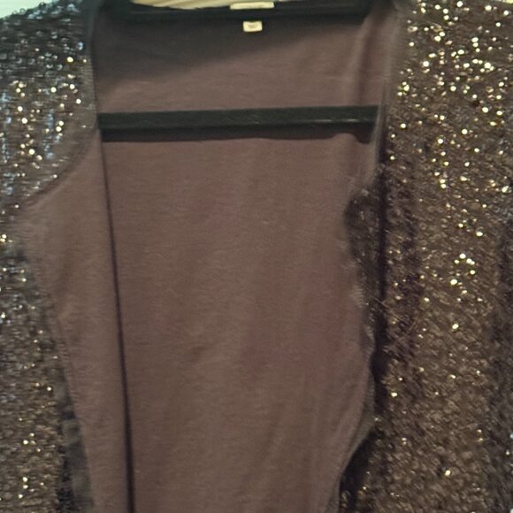 JCrew | Sequin Cotton Open Cardigan | Black | Size: M - Picture 14 of 15